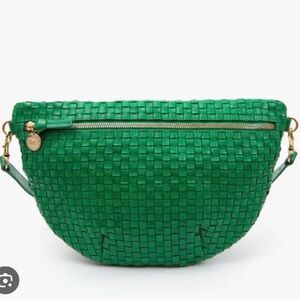 NWT Clare V. Grass Green Woven Grande Fanny.